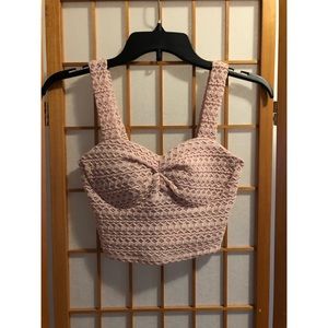 a’gaci Blush Pink Crochet Crop Top